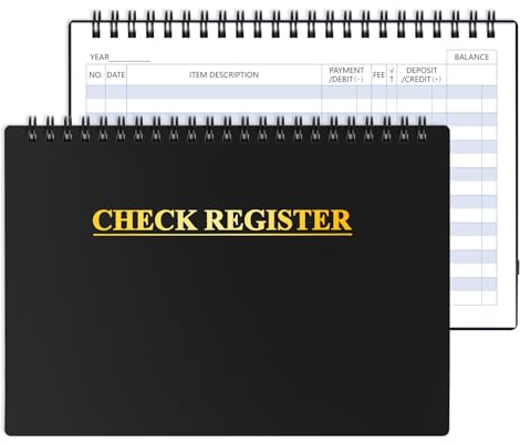 Checkbook Register, Check Registers for Personal Checkbook, Financial Ledger, Checking Book Register for Debit Card & Personal Bank Checks Order Online - Wide Edition, 8.4 x 6.1 (Black)