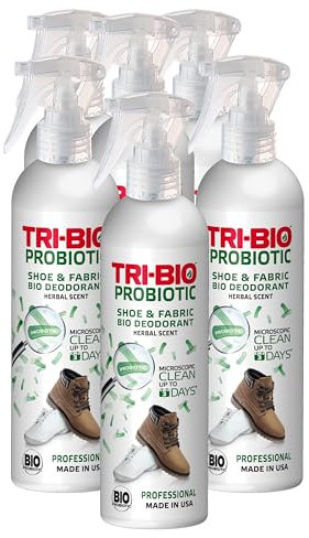 Case of 6 x Tri-Bio Probiotic Shoe Trainer and Fabric Deodorant Odour Eliminator Spray 210ml