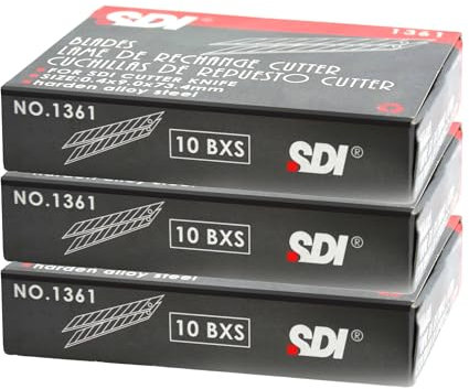 Cuchillas para Cutter de Precisión en Acero SK2+Cr de máxima calidad y corte en 30º, fabricadas por SDI, caja de seguridad con 10 cuchillas distribuido por Office Box. (Pack 30 Cuchillas)