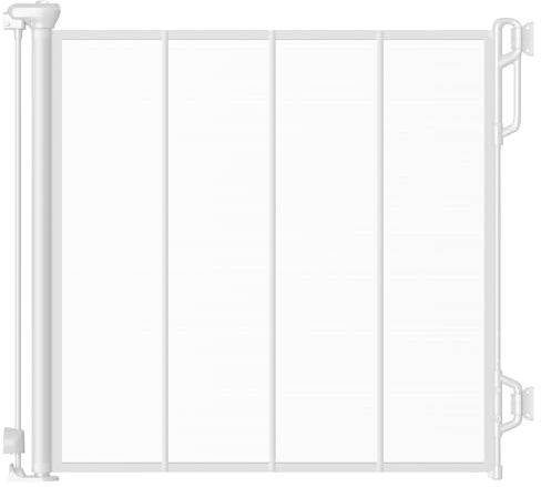 SPACEANY Reinforced Retractable Baby Gate or Mesh Dog Gate,Easy to Use for Stairs, Doorways, Hallways, Indoor, Outdoor, Wide Pet Gate 33.5 Tall, Extends to 55 Wide, White