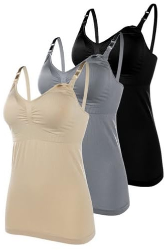 Aayahakawa Pack de 3 Camisas para Embarazadas, Camiseta de Algodón para Amamantar de Aayahakawa, Camiseta de Maternidad para Mujer sin Anillo de Acero, a, M