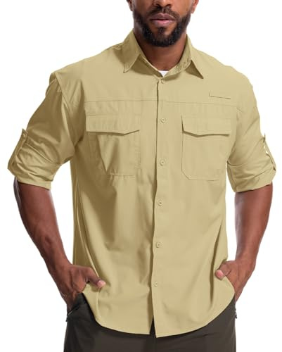 Yenwits Chemise d'extérieur à manches longues pour homme - Protection UV UPF 50+ - Respirante - Séchage rapide - Pour la randonnée, la pêche, le trekking, boue, M