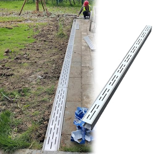 Canaletta Scolo Acqua Piovana Robusto Canale di Drenaggio per Cortile, Canale di Drenaggio Stretto in Acciaio Inox 304 per Esterni Griglie in Acciaio Inox per Il Drenaggio del Giardino(5x5cm/2x2in)