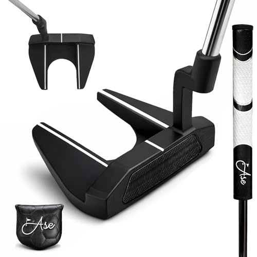 Ase Golf Premium AG-2 Mallet Golf Putter - CNC Milled Face for Men & Women with Pistol Grip for Maximum Control and Comfort with Leather Head Cover