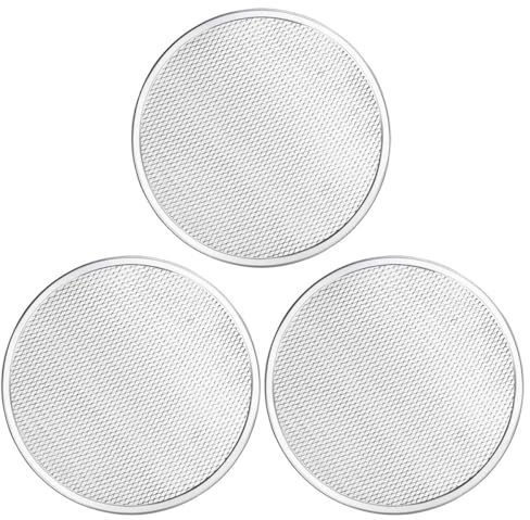 LALADEFIEE 3 Piezas Rejillas de Aluminio para Pizza de 20 CM Bandejas Multifuncionales para Horno Molde para Hornear Resistente y Apto para Cocina Doméstica