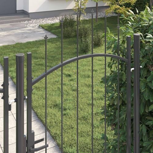 Solivagant Cancello da Giardino con Blocco Grigio 200 x 100 cm Acciaio,Grigio,21.6kg