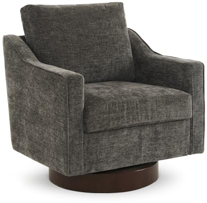 VINGLI Tub Chair, 360° Swivel Armchair, Comfy Accent Chair with Walnut Base
