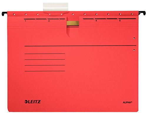 5 PG Leitz 1984-30-25 ALPHA® Hängehefter 230 g/Colorspankarton 5er Packung Heftung kaufmännisch Farbe rot