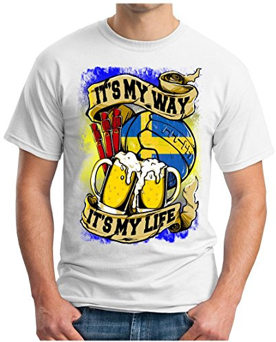 OM3® - Sweden-My-Way - T-shirt My LIVE - Sverige Sverige fotboll fotboll fanshirt öl dryck sport nörd kul, storlek S - 5XL
