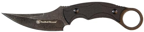 Smith & Wesson SW995 8.5in High Carbon S.S. Full Tang Karambit Knife with a 3.75in Clip Point Blade and Nylon Handle for Outdoor, Tactical, Survival and EDC