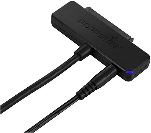 Poppstar Festplatten-Adapter mit Netzteil (USB 3.1 Gen 2 Typ C) Sata USB Kabel für Externe Festplatten (SSD, HDD, 2,5 u. 3,5 Zoll) an PC Notebook, UASP Support, bis zu 10 Gb/s, Kabellänge 1m