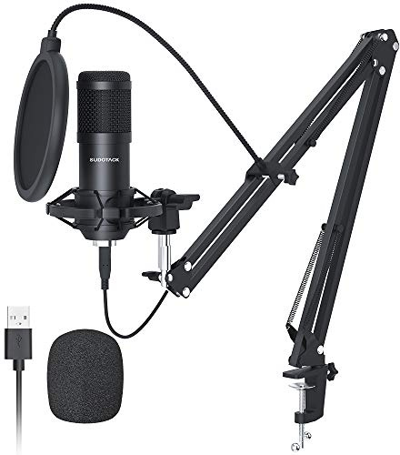 SUDOTACK USB Condenser Podcast Microphone for PC: Studio Microphone Kit with 192KHz/24bit Professional Sound Chipset Cardioid for Recording, Streaming, Gaming, Voice-Over, YouTube, Twitch (ST-800)