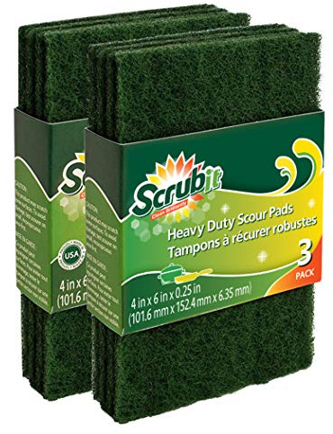 Scouring Pads - Heavy Duty Household Cleaning Scrubber with Non-Scratch Anti-Grease Technology - Reusable Scrubbing Pads – Green, 6 Pack