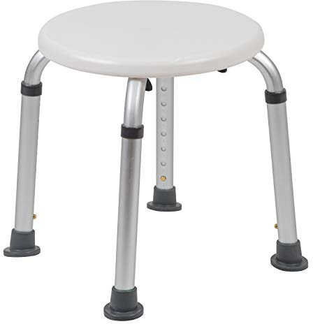 Flash Furniture Hercules Series Aluminum Bath and Shower Chair with Adjustable Seat Height, Anti-Slip Medical Shower Chair, White
