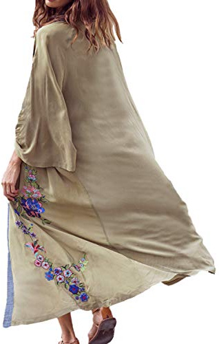 YouKD Vestido Largo de Kimono Largo de Cardigan Largo para Mujer Traje de baño Bohemio Batas de Playa