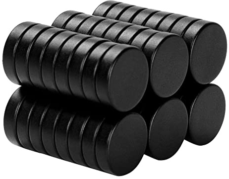 SMARTAKE 45 Pcs Refrigerator Magnets, Small Round Fridge Magnets, Multi-Use Premium Neodymium Office Magnets for Fridge, Whiteboard, Billboard in Home, Kitchen, Office and School (Black)
