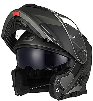 ORIGINE Motorradhelm Bluetooth Klapphelm Integralhelm ECE Mit Doppelvisier (Spike Black Titanium,L)