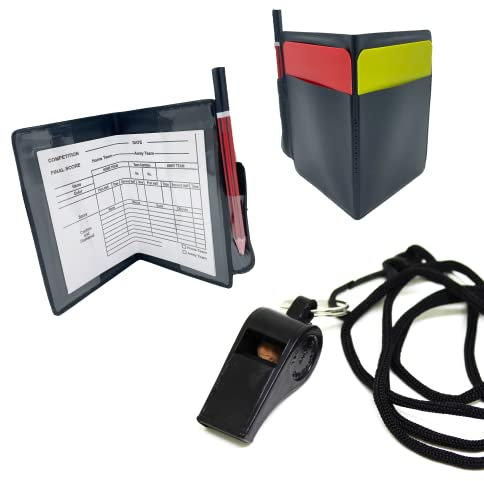 Fitness Health Refs Silbato con Tarjetas de Árbitro Cartera Rojo/Amarillo Fútbol Notebook Set Fútbol