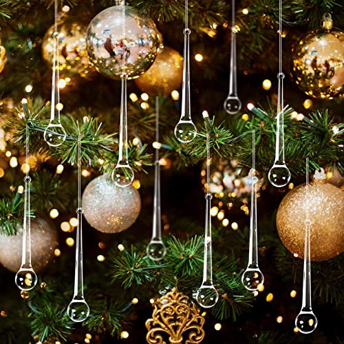 YIEUR 40 Stück Eiszapfen Anhänger Weihnachten Acryl, 72mm Weihnachtsbaum Kristall Eistropfen anhänger, Christbaumschmuck Eiszapfen Eistropfen Anhänger Deko Weihnachtsbaumschmuck(B-Eistropfen)