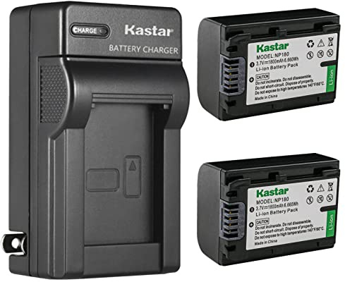 Kastar 2-Pack NP-180 Battery and AC Wall Charger Replacement for Minolta MN2K50NV 2.7K Quad HD /48MP, MN4K25NV 4K Ultra HD, MN4K20NV 4K Ultra HD, MN2K10NV 2.7K Quad HD /48MP IR Night Vision Camcorder