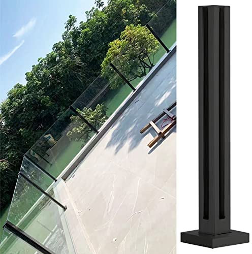Glas Geländerpfosten Glasgeländerklemme Schwarz für 10-12 Mm Glas, Quadratischer Balkon-/Terrassen-/Treppengeländer-Handlaufpfosten, Pfosten aus Gehärtetem Glas für Den Innen- und Außenbereich ( Color