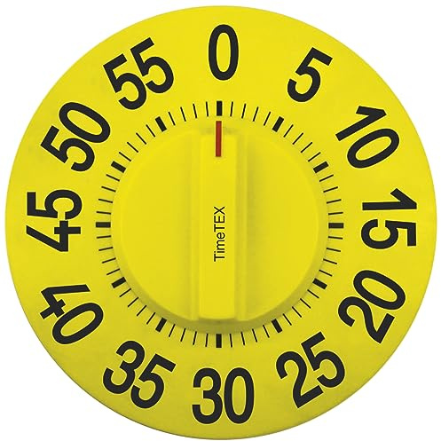 TimeTEX – bordsklocka XL-siffror | Magnetisk, batterifri timer. Med normal siffertavla och signal i slutet av drifttiden | Innehåll: Timer gul/svart (storlek: 20 cm ø)