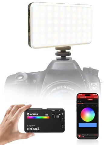 Moman PC8 Antorcha LED RGB Fotografia Portátil de 125g con Batería Recargable Iluminación Vídeo para DSLR Reflex, Foco-Cámara-Antorcha-Video-Led