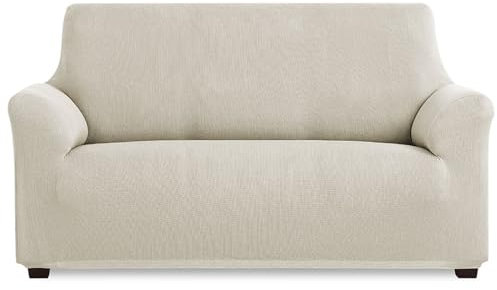 MAXIFUNDAS | Funda de Sofá Elástica 2 Plazas Color Marfil - Funda de Sofá Extrasuave, Antideslizante y Elástica - Funda Sofá Elástica Modelo Inca