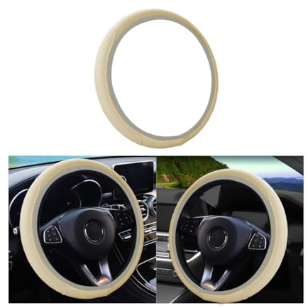 Adunsiaoto Coprivolante per Auto, Microfibra Universale Autos Antiscivolo Traspirante Durevole Coprivolante, Protezione Custodia, Accessori Auto Interno, Durevole (Beige)