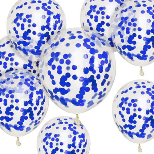 Blue Confetti Balloons 50 PCS 12 inch Party Balloons pack Strong Thicken Balloons For Happy Birthday, Kids Party, Weddings, Baby Shower Events Decorations Accessories (Blue Confetti Balloons)