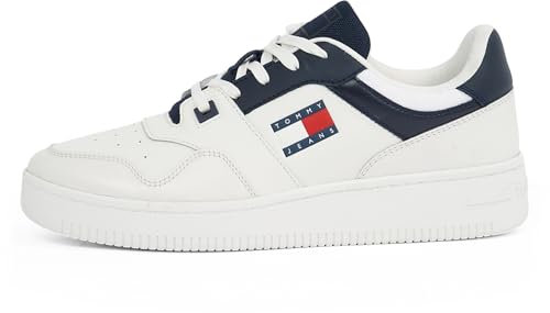 Tommy Jeans Herren Cupsole Sneaker Retro Basket Schuhe, Blau (Navy), 43
