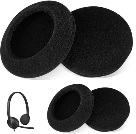 Almohadillas de repuesto para auriculares Logitech - H330/H340/H390/H609/H760, espuma de alta calidad, cómoda, duradera, transpirable, negra, ideal para uso a largo plazo, 2 pares