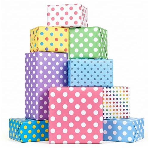 Jatidne 10 Polka Dot Wrapping Paper Sheets Birthday Gift Wrap Birthday Paper