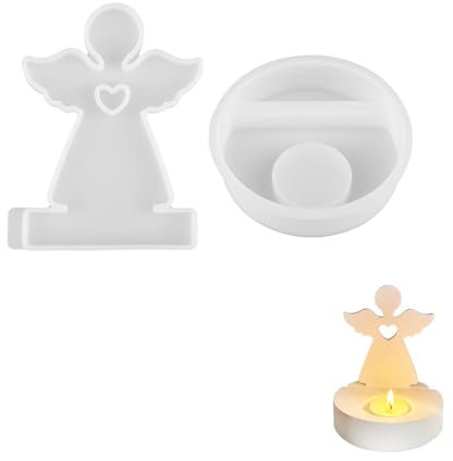 Weenwill Silicone Moulds,3D Angel Mold Reusable Heart Shaped Angel Candle Moulds for Casting Easter Candle Molds for DIY Candles, Soap,Plaster,Crafts