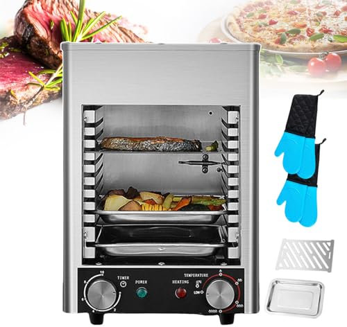 forplubossmmp Parrilla Eléctrica para Carne De 1700 W, Parrillas Comerciales Teppanyaki De 800 ℃, Parrilla Eléctrica para Barbacoa con Parrilla Y Bandeja Y 2 Guantes De Una Pieza, Acero Inoxidable
