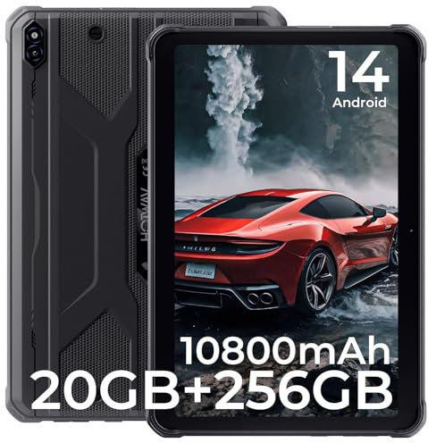 HOTWAV R10 Pro 2025 Tablet Rugged Android 14, 10.1 Pollici HD+ Tablet Robusto 10800mAh, 20GB+256GB/1TB TF Tablets, 13MP+5MP Octa-Core IP68 Tablets Impermeabile Dual SIM 4G-LTE/5G WiFi/Face ID/GPS/OTG