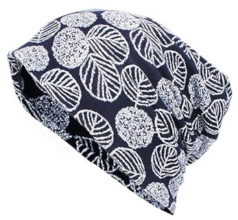 Kemo huvudbonader för kvinnor UK mössa halsduk mjuk turban keps blommig huvudsjal bomullstyg alopeci bandana huvudskydd, Marinblå blad, one size