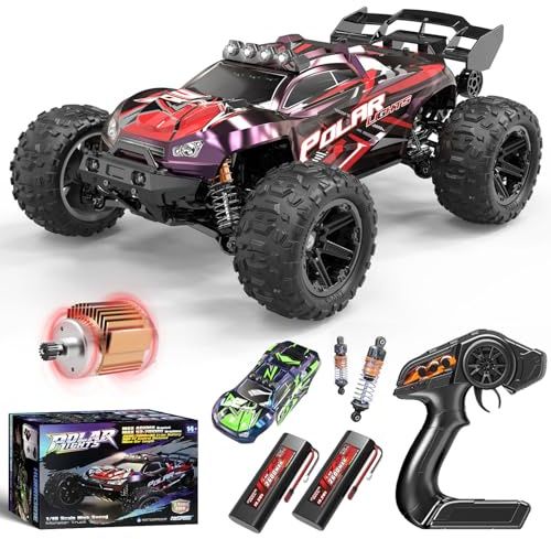 YESHIN 1:10 Ferngesteuertes Auto RC Truck, 45+ km/h Hobby Offroad Monster Truck, Hochgeschwindigkeits Spielzeug für Erwachsene, 2.4Ghz All Terrain Rennauto mit 2 Karosserie 2600-mAh-Akkus