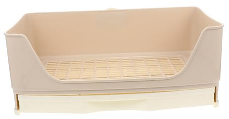 ROMISBABA Caja para Bandeja De Baño Grande para Conejos, Inodoro De Entrenamiento Plástico, Diseño Base Filtrante, Color Beige, Uso Jaula para Conejos y Conejillos De Indias
