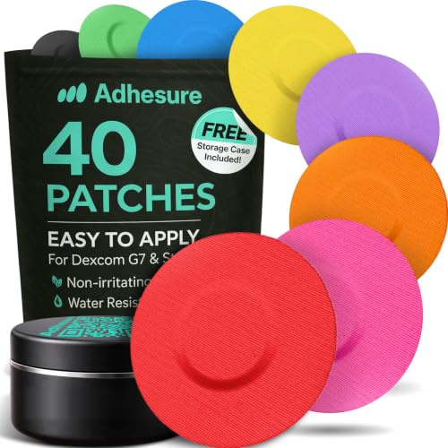 Adhesure Parches adhesivos de glucosa, 40 parches, multicolor