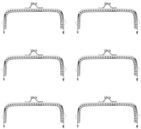 EXQUIMEUBLE 6 St DIY Väskramar Dubbla Öron Silverfärgade för Plånböcker Handväskor och Aftonväskor Praktiska och Eleganta Väsktillbehör för Hantverk och Tillverkning