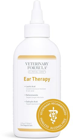 Veterinary Formula Clinical Care Ear Therapy, 4 oz. – Cat and Dog Ear Cleaner to Help Soothe Itchiness and Cleans The Ear Canal from Debris and Buildup That May Cause Infection