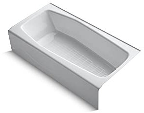 KOHLER 716-0 Villager 60 x 30-1/4 Alcove Cast Iron Bathtub with Right-Hand Drain and Integral Apron, Safeguard Slip-Resistant Surface, White