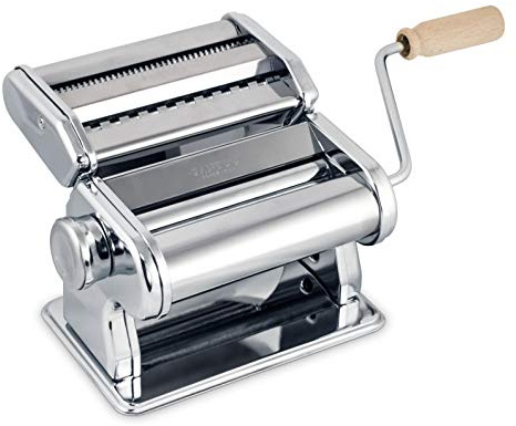 Fanteās Double Cutter Classic Pasta Maker, Hand-Crank Noodle Press with Adjustable Thickness Settings for Fresh Homemade Pasta, Dumplings
