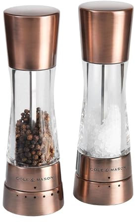 Cole & Mason Derwent Grinders, 7.5 Salt & Pepper Mill Set, Copper