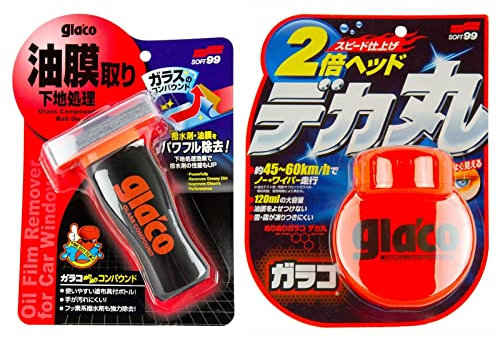 SOFT99 Glaco Roll On Scheibenversiegelung & Glaco Glass Compound Glasreiniger