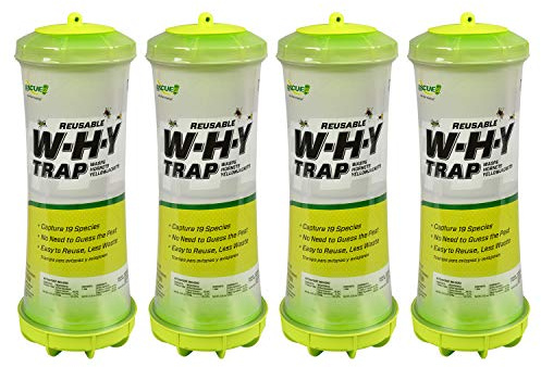 RESCUE! WHY Trap for Wasps, Hornets, & Yellowjackets – Hanging Outdoor Trap - 4 Traps