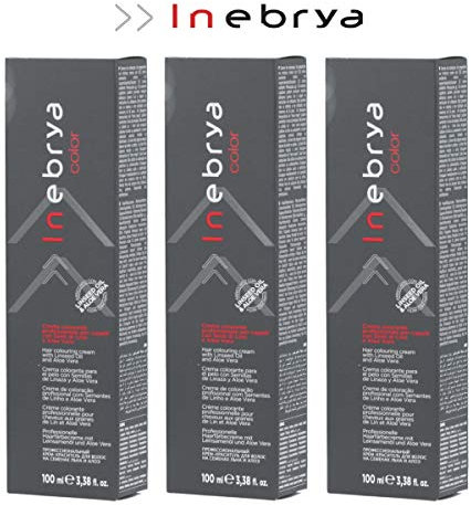 3x Inebrya Color - 4.0 Castano - Crema Colorante per Capelli - 100 ml