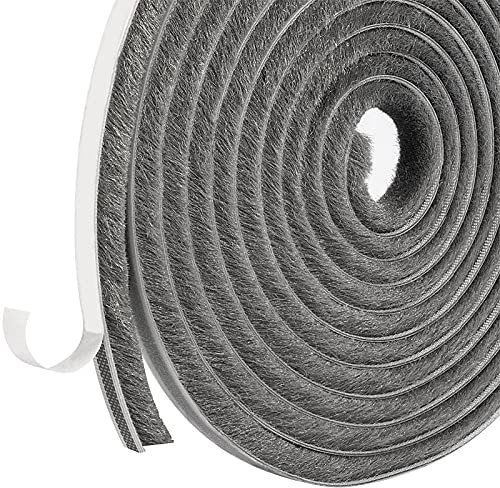 RFWIN Self-Adhesive Door Window Frame Brush Seal Weatherstrip 9mm x 5mm x 5m Draft-Air Stopper High-Density Seal Draught