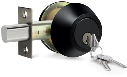 BESTTEN Single Cylinder Deadbolt, Dead Bolt for Front Door and Garage Door, Keyed One Side, Thumb Turn Inside, Matte Black Finish
